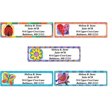 Imagination Assorted Designer Rolled Address Labels with Elegant Plastic Dispenser - size: 250 Labels, style: Imagination Assorted