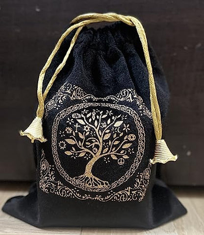 Indian Consigners Soft Velvet Pouch for Tarot, Altar, Rune, Gift, Crystal, jewelry Wrap Bags for Precious, Sacred and Spiritial Items (Black) - color: Black