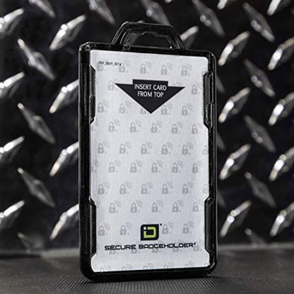 ID Stronghold - RFID Blocking Secure Badge Holder - Duolite 2 Card ID Holder - Poly Carbonate - Heavy Duty Hard Plastic ID Badge Holder - USA Molded and Assembled - FIPS 201 Approved - Black - color: Black, size: 1 - Pack