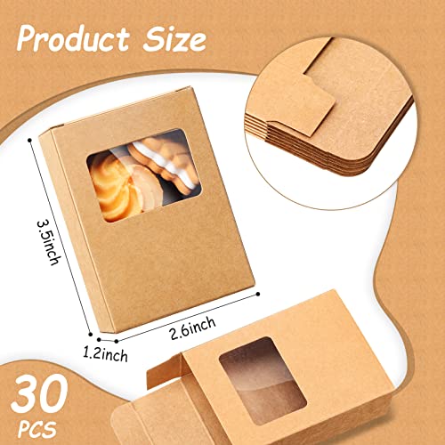 Spakon 30 Pcs Brown Soap Boxes with Window, 3.5x2.6x1.2 Inch Kraft Paper - color: Brown