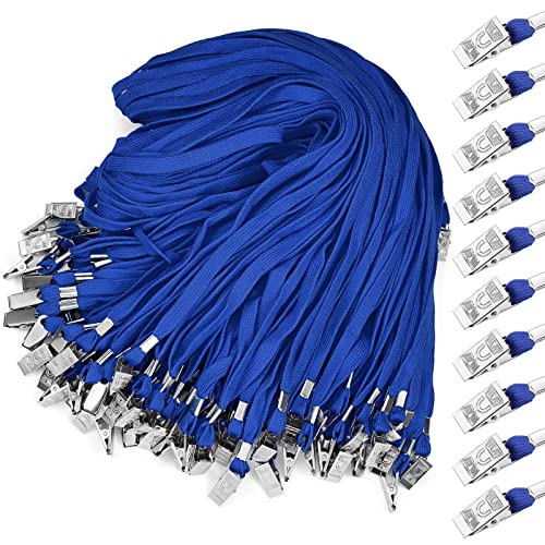 Marspark 200 Pcs Lanyards for ID Badges, Flat Swivel Hook,Blue - color: Blue