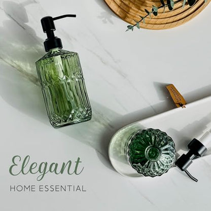 JASAI 18 Oz Green Soap Dispenser with Black Rust Proof Pump - color: Green-black Pump, size: 1Pack