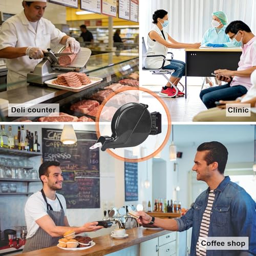 Number Ticket Dispenser (Black) with Queue Roll (3-Digit) — Waiting in Line Ticket Machine for Pickup/Order/Deli Counters, Service Windows & Reception Desk