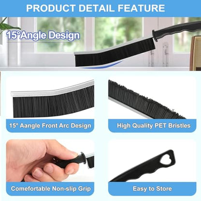 12Pcs Crevice Cleaning Brush Set, Hard Bristle Multi-Purpose Household Cleaning Tools for Kitchen Bathroom Tile Grout Window Track, Bamboo Pot Brush + Copper Wire Brush + Scraper