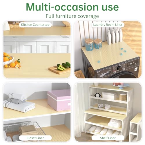 Shelf and Drawer Liner for Kitchen Cabinet Non-Adhesive 18IN x 10FT - color: Beige, size: 18"W x 120"L