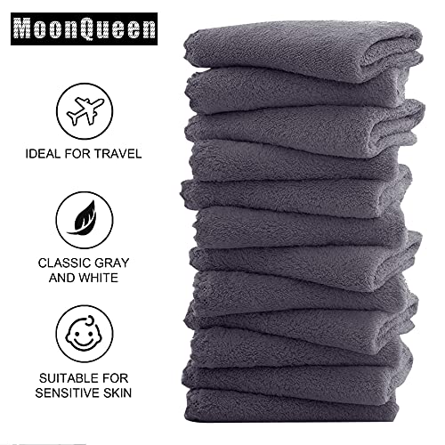 MOONQUEEN Microfiber Facial Cloths Fast Drying Washcloth 12 Pack - Premium Soft Makeup Remover Cloths - Grey - color: Grey, size: 12x12 Inch (Pack of 12)