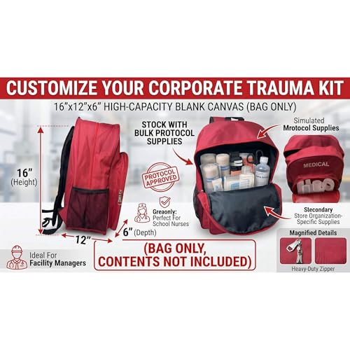 NOVO First Aid Backpack Empty, Medical Backpack, Red Emergency Backpack Bag