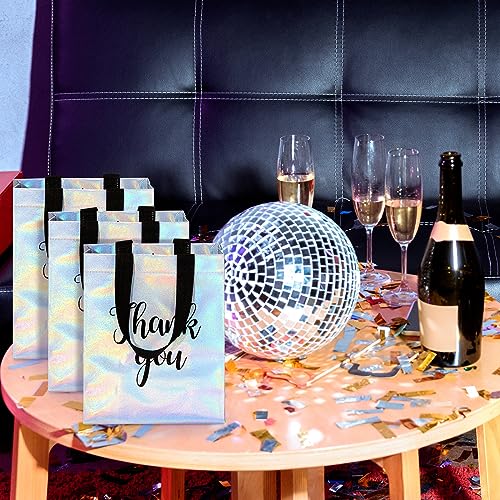 Fumete 50 Pcs Iridescent Glossy Thank You Gift Bag with Handles - color: Iridescent