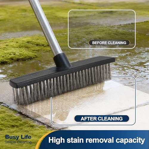 Yocada Stainless Steel Wire Scrub Brush with 65" Long Handle Heavy Duty