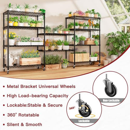 PrimeZone 36"W x 16"D x 79"H Wire Shelving with Wheels, 5-tier Metal Shelf - size: 36"W x 16"D x 79"H