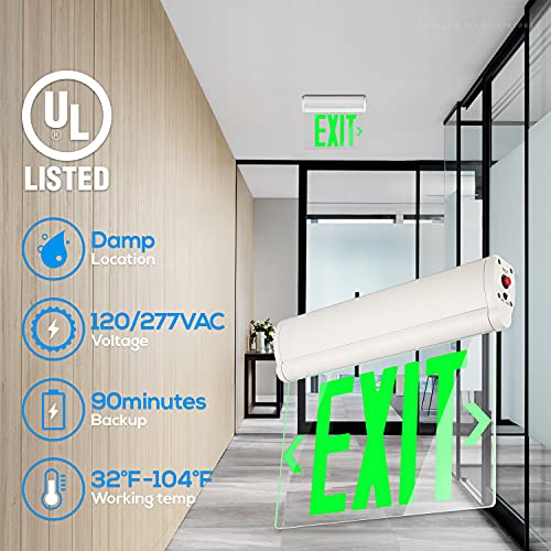 LEONLITE 6-Pack LED Edge Lit Exit Sign, Green Letter Emergency Exit Sign - color: Green