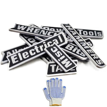 12 Pack Magnetic Tool Box Labels, Toolbox Magnets for Organization - color: Black