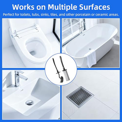 Toilet Brush and Holder Set with Pumice Stone, Toilet Pumice Stone Combo - color: Black