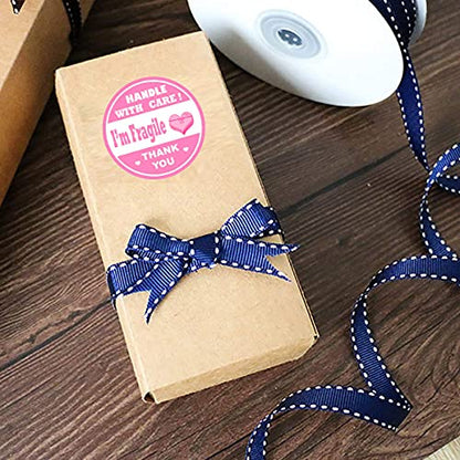 Pink Fragile Stickers I’m Fragile Box Labels, 1.5 Inch Round Thank You Sticker,Fragile Shipping Sticker for Personal Gift Bag, Small Business,mailing Packages and Box(500 Pcs)