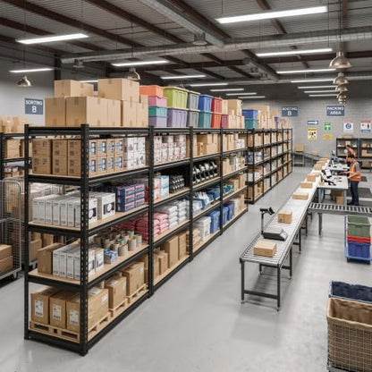 REIBII Garage Shelving, 5-Tier Storage Shelves Load 2410LBS, Adjustable Storage Rack for Garage, Pantry, Closet, Steel Frame, 35.6" W x 72.1" H x 16.1" D, Black - size: 35.6" W x 72.1" H x 16.1" D