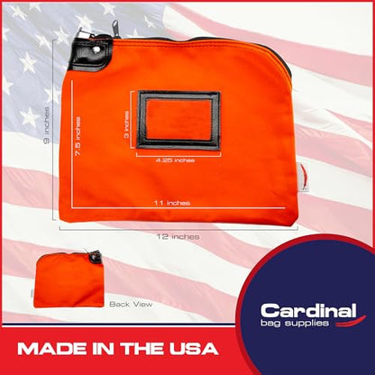 Locking Canvas Cash Bag, Orange, 9 x 12 Inch - color: Orange