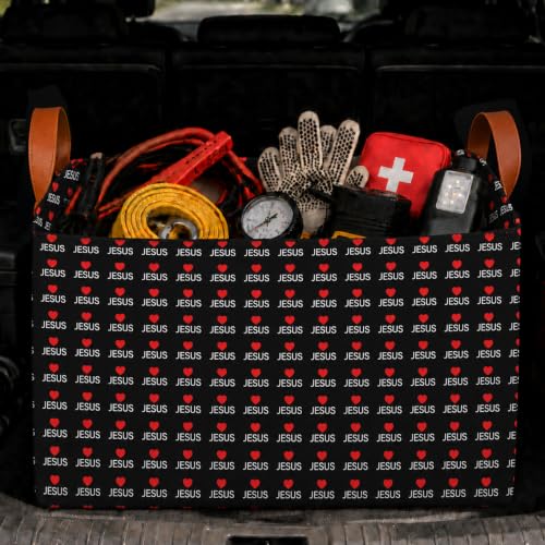 Faith Car Trunk Organizer 20L Collapsible Auto Storage Basket with Handles - color: Je-sus