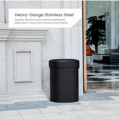 Home Zone Living 18 Gallon Commercial Trash Can with Semi-Round Flat Back - color: Matte Black, size: D-Shaped