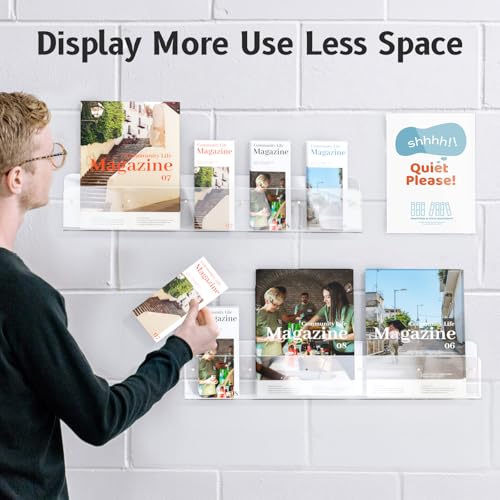 HIIMIEI Brochure Holder Wall Mount, 2-Pack Acrylic Modular Flyer Rack - size: 5 Slots