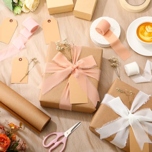 Suncalla 16 Pcs Wrapping Paper Set 16 Inch x 16 ft Elegant Neutral, Pink - color: Pink