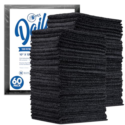 Dailies Microfiber Cleaning Cloths | 60-Pack (Black) 12"x10" | Fits TowelNest Dispenser | Reusable, Absorbent, Washable | Eco-Friendly Paper Towel Alternative - color: Black, size: 60 Count (Pack of 1)