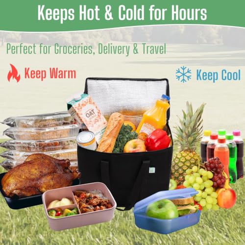 VENO 2 Pack Cooler Bag Insulated Grocery Bags for Food Delivery Heavy Duty - color: Black, size: 2 Pack