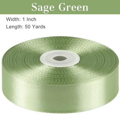 Sage Green Satin Ribbon, 1 Inch, 50 Yards - color: sage green