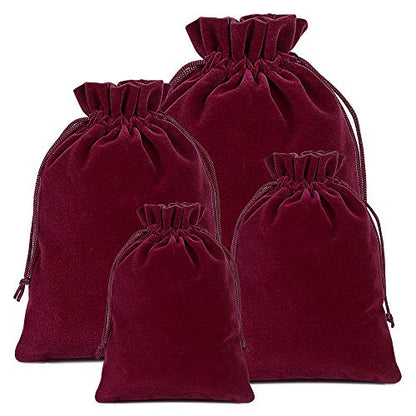 25pcs Velvet Drawstring Bags Gift Bags for Wedding Party Favor 5" x 7" - color: Wine Red