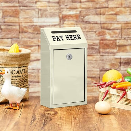 Yaocom Metal Money Cash Box,Beige,10.2 X 5.7 X 2.8 Inch - color: Beige, size: 10.2 x 5.7 x 2.8 Inch