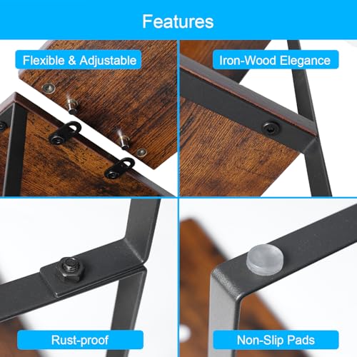 Golener Kitchen Counter Organizer, Countertop Shelf, Adjustable, Stackable - color: Rustic Brown, size: Medium