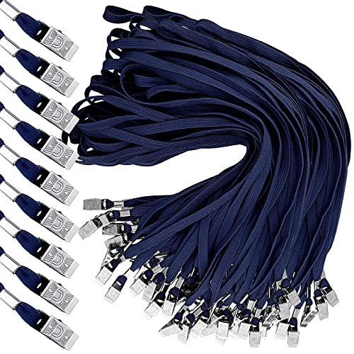 Hoolerry 300 Pcs Lanyards Bulk for ID Badges, Flat Swivel Hook, Dark Blue - color: Dark Blue