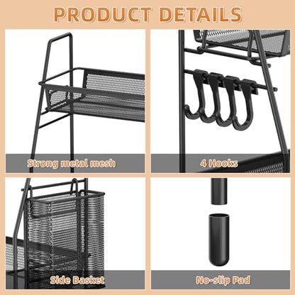 VITVITI 2 Tier Bathroom Countertop Organizer, Vanity Storage Shelf, Black - color: 2 Tier Large Black