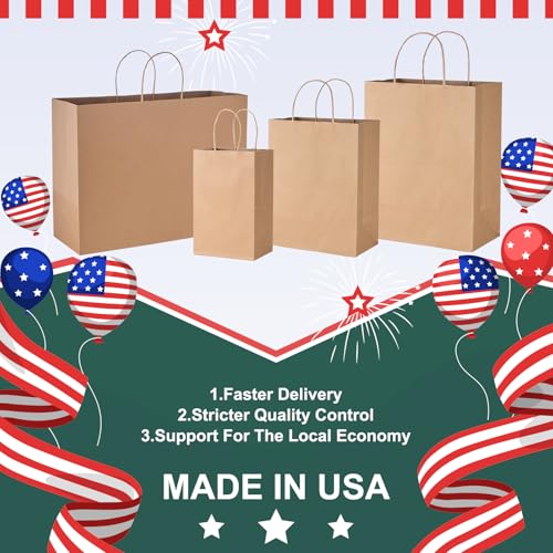 METRONIC Gift Bags with Handles,16x6x12 Recyclable Brown Paper Bags 50Pcs - color: Brown, size: 1 Count (Pack of 50)