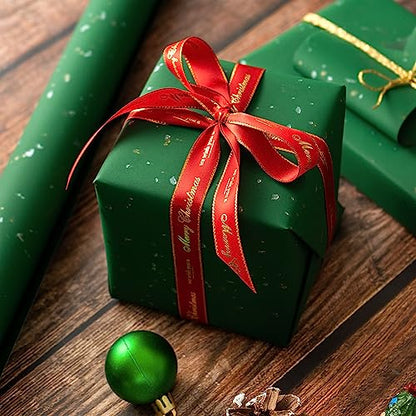 WRAPAHOLIC Green Wrapping Paper Roll - Mini Roll - 17 Inch x 16.5 Feet - Gold Green Christmas Wrapping Paper with Silky Touch Perfect for Christmas, Birthday, Holiday, Wedding, Baby Shower - color: Green, size: 17 inch x 16.5 feet