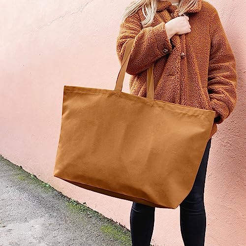 Large Canvas Tote Bag Reusable Extra Big Grocery Bags - color: Brown