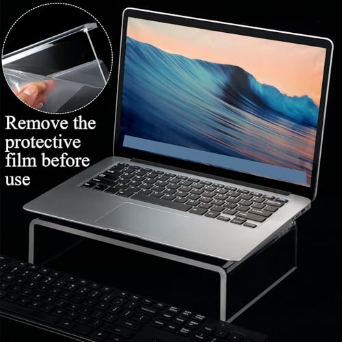 Jetec 2 Pcs Acrylic Monitor Stand Desktop Computer, Clear, 12 x 8 x 3 Inch - color: Clear, size: 12 x 8 x 3 Inch