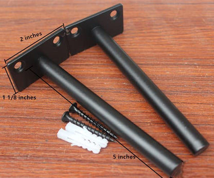 8 Pcs 5" Black Solid Steel Floating Shelf Bracket Blind Shelf Supports - Hidden Brackets for Floating Wood Shelves - Concealed Blind Shelf Support – Screws and Wall Plugs Included - size: 5 Inch, style: 8 Pack-Solid
