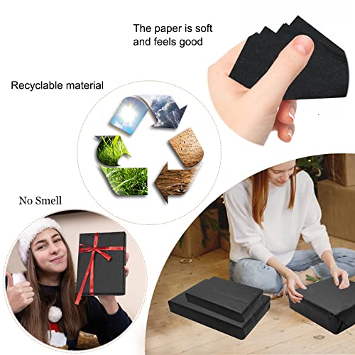100 Sheets Black Tissue Paper Artdly 14 x 20 Inches Black Wrapping Paper Bulk for Weddings Birthday DIY Project Christmas - color: Black, size: 14x20 Inch (Pack of 100)