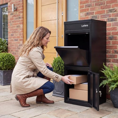 COSTWAY Large Outdoor Package Delivery Box with Anti-Theft Design - size: 16" x 15" x 40"