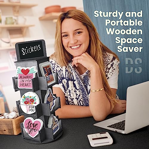 3 Tier Rotating Sticker Display Stand for Vendors, Coaster Display Rack - color: Black