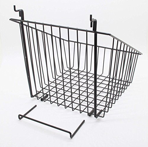 FixtureDisplays® Set of 312" x 12" Metal Gridwall Slatwall Basket w/Hooks - Black