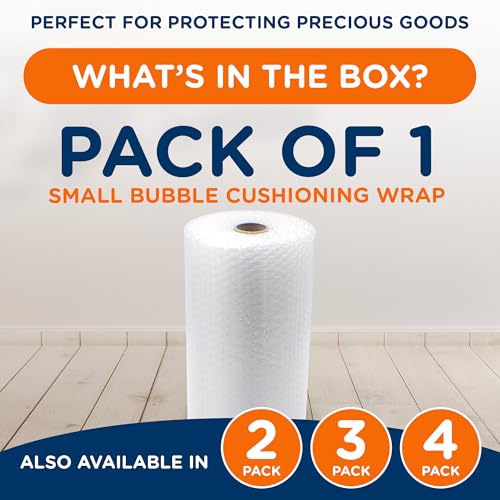 Campior Small Bubble Cushioning Wrap for Moving and Shipping - 30 Ft Bubble Packing Wrap for Packaging Boxes and Mailers, Clear Bubble Roll Moving Supplies, Perforated Every 12 inches, Pack of 1 - size: Pack of 1