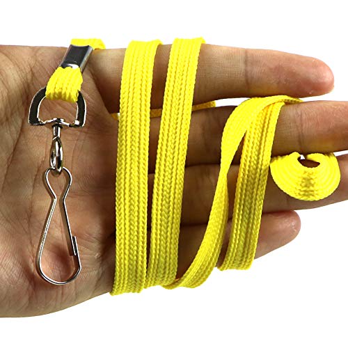 Beebel Lanyards 100 Pack Black Lanyards with Swivel Hook Clips for ID Name Badge Holder (Yellow, 100 Pack) - color: Yellow, size: 100 Pack