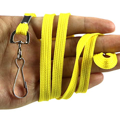 Beebel Lanyards 100 Pack Black Lanyards with Swivel Hook Clips for ID Name Badge Holder (Yellow, 100 Pack) - color: Yellow, size: 100 Pack