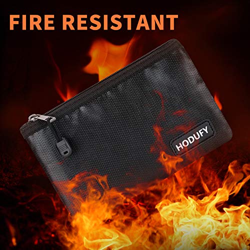 Small Fireproof Bag, Hodufy 5 x 8 inches Non-Itchy Fireproof Money Cash Bag, Bank Set for Valuables - Passport, Bank Deposit, Keys