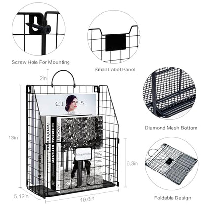 DILIBRA 4 Packs Hanging Wall File Organizer, Foldable Magazine File Holder