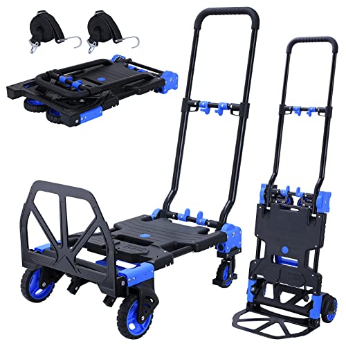 JJSMKCH 2-in-1 Hand Truck Dolly Foldable,330LB Capacity Hand Dolly - color: C-blue