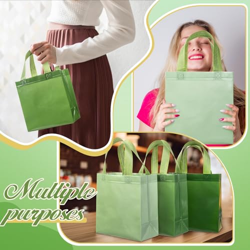 Sweetude 16 Pcs Sage Green Gift Bags, Reusable Non Woven Tote with Handles - color: Sage Green