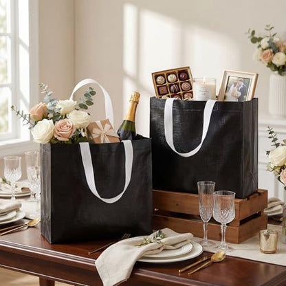 Eccliy 80 Pcs Reusable Gift Bags, Large, Black - color: Black, size: Large