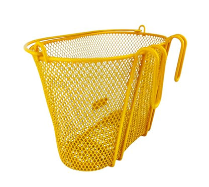 Basket with Hooks, Front, Removable, Wire mesh Small, Kids Bicycle Basket - color: Yellow/Orange
